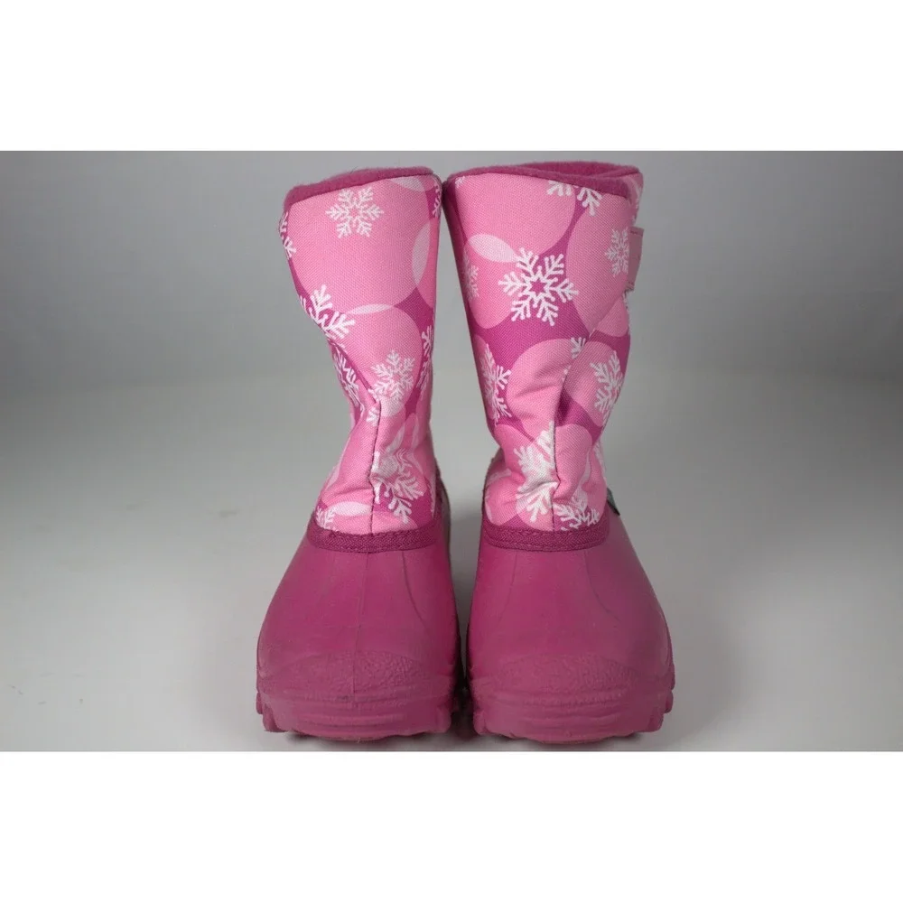 Tundra Teddy Girls US 10 Pink Snow Boots Snowflakes Print Winter Waterproof